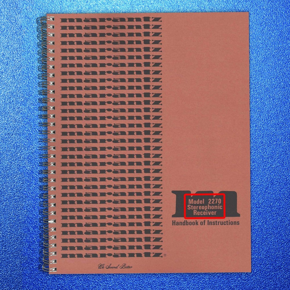 MARANTZ 2270 Receiver User Manual Operation Instructions Guide — SPIRAL BINDING