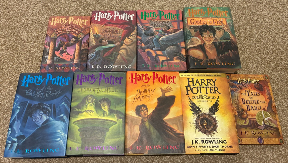 Harry Potter — Complete 7-Book HC Series Set w/ 2 Bonus Books — Rowling — RARE!